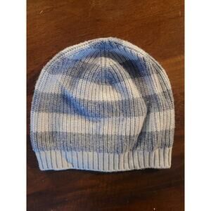 J. Crew Cashmere Blend Gray Striped Wool Blend Beanie Hat